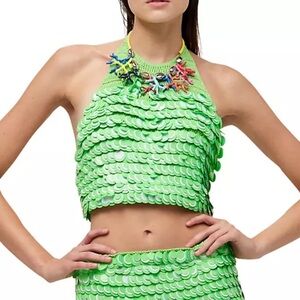 Simon Miller Cropped Candy Sequin Halter Top Excellent condition M retail $395